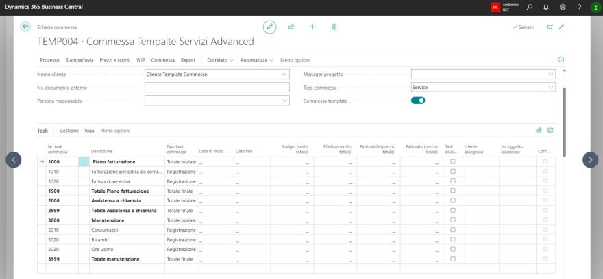 Job order templates for advanced services
